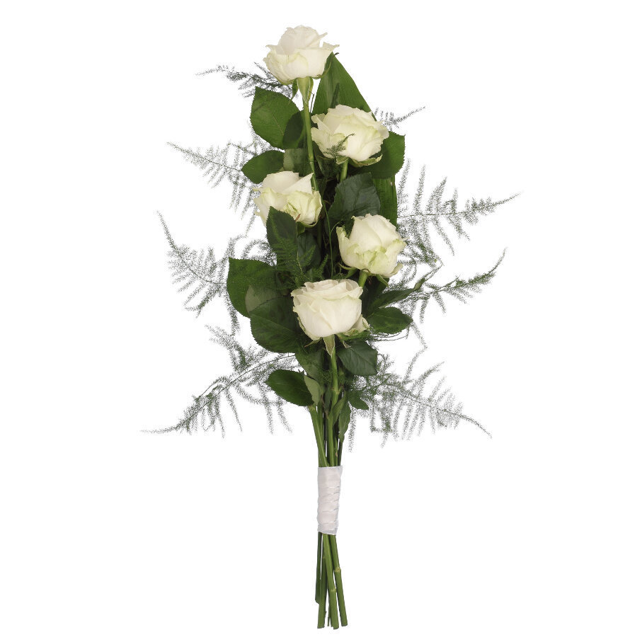 Eenvoudig rouwboeket witte rozen